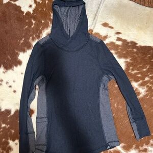 The North Face Heathered Navy Blue Hooded Women’s Top Size M Cotton/Polyester